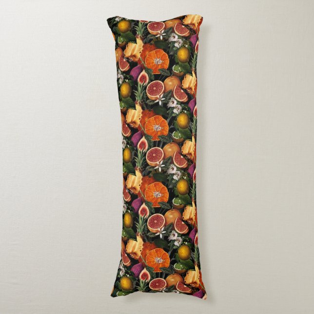Elegant yellow citrus oranges fruits pattern body pillow (Front Vertical)