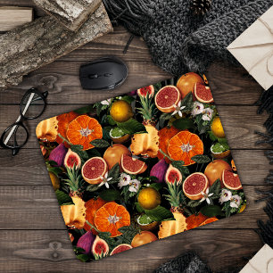 Elegant yellow citrus oranges fruits pattern mouse pad