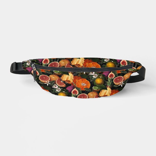 Elegant yellow citrus oranges fruits pattern print fanny pack (Front)