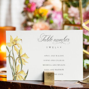 Elegant Yellow Daffodil Wedding Seating Chart Table Number