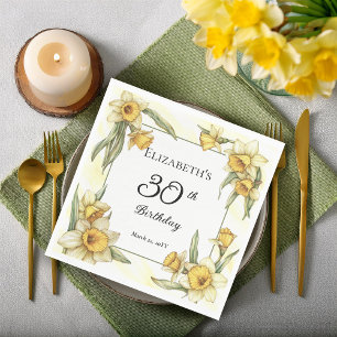 Elegant Yellow Daffodils Floral 30th Birthday Napkin