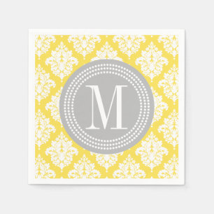 Elegant Yellow Damask Personalized Napkin