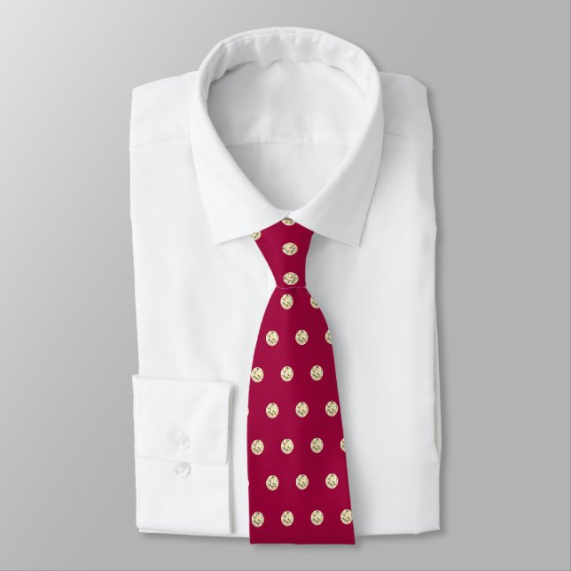 Elegant Yellow Diamonds on Burgundy Tie (Tied)