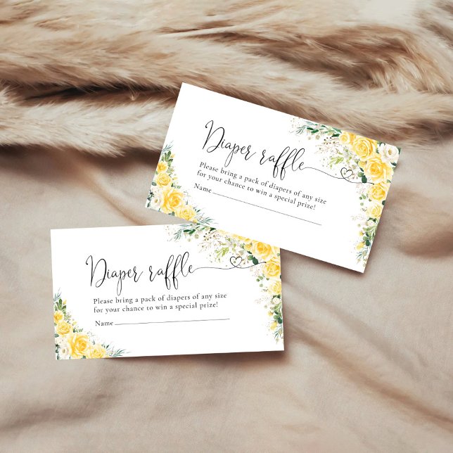Elegant Yellow Diaper Raffle Enclosure Card (Creator Uploaded)