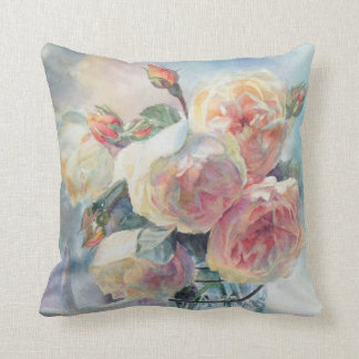 Elegant Yellow English Roses Throw Pillow