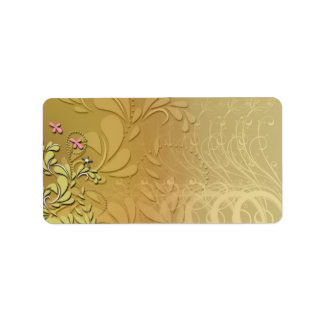 Elegant yellow floral and pink blossom label