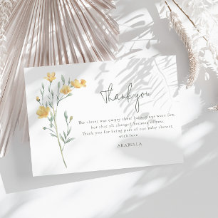 Elegant Yellow Floral Baby Shower Thank You Card