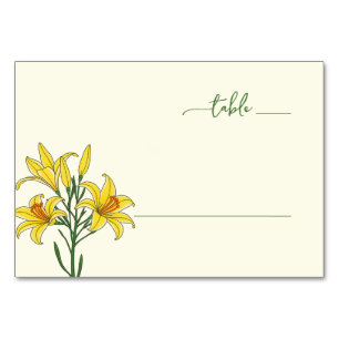 Elegant Yellow Floral Botanical Illustration Table Number