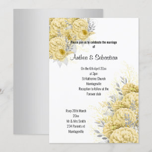 ELEGANT YELLOW FLORAL  BOUQUET  MODERN WEDDING INVITATION