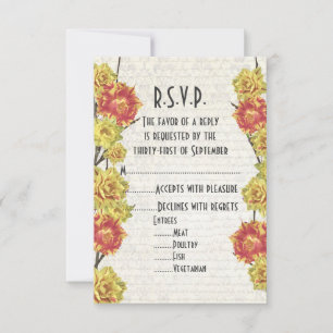 Elegant yellow floral country floral R.S.V.P RSVP Card