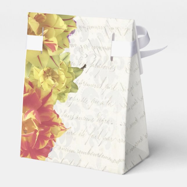 Elegant yellow floral country floral wedding favor box (Back Side)