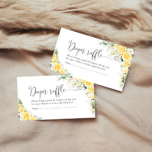 Elegant Yellow Floral Diaper Raffle Enclosure Card