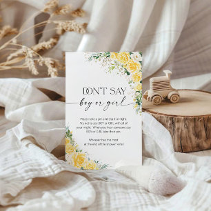 Elegant Yellow Floral Don't Say Boy or Girl Game