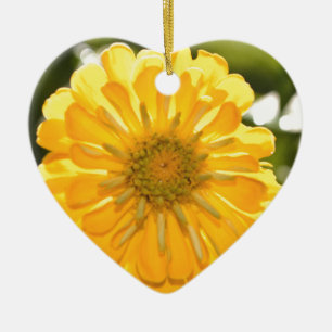 Elegant yellow floral flower daisy ceramic ornament