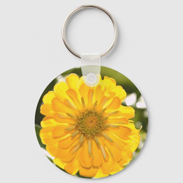 Elegant yellow floral flower daisy keychain (Front)