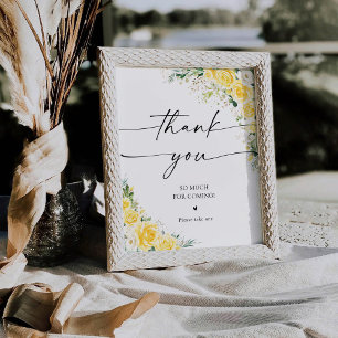 Elegant Yellow Floral Thank You Sign