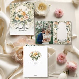 Elegant Yellow Floral Victorian Wedding Stationary Announcement