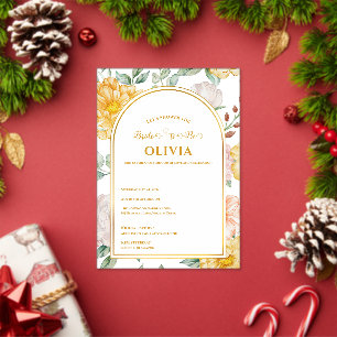 Elegant Yellow Floral Watercolor Bridal Shower Acrylic Invitations
