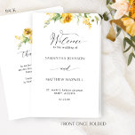 Elegant Yellow Floral Wedding Ceremony Program<br><div class="desc">Welcome your guest with this exquisite wedding ceremony program, featuring delicate watercolor floral details in a beautiful blend of yellow, ochre and mustard hues and modern hand written calligraphy elements. Ability to personalize text in all sides. NOTE: this programs arrive flat and require folding down the middle to assemble. The...</div>