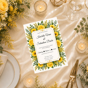 Elegant Yellow Floral Wedding Invitation