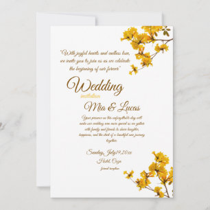 Elegant Yellow Floral Wedding Invitation