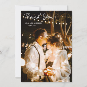 Elegant Yellow Floral Wedding Photo  Thank You Card