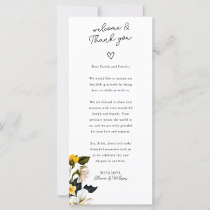 Elegant Yellow Floral Wedding Thank You Card 