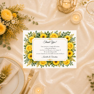 Elegant Yellow Floral Wedding Thank You Card