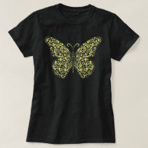 Elegant Yellow Flourish Butterfly T-Shirt