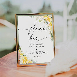 Elegant Yellow Flower Bar Sign