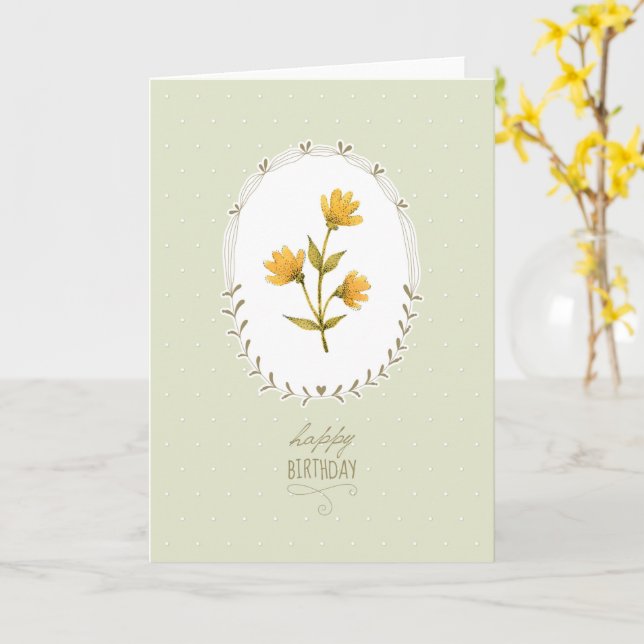 Elegant Yellow Flower Birthday Card (Yellow Flower)