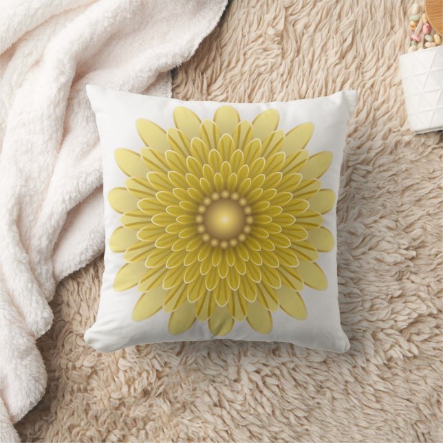 Elegant Yellow Flower Floral Throw Pillow (Blanket)
