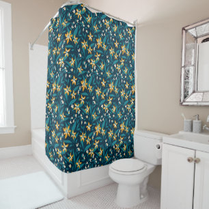 Elegant Yellow Flower Pattern in Dark Green Leaves