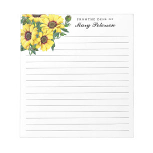 Elegant Yellow Flower Personalized Notepad