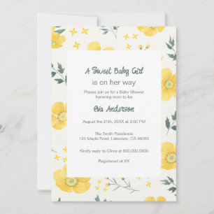 Elegant Yellow Flowers Baby Shower Invitation