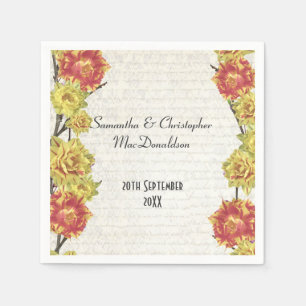 Elegant yellow flowers country floral wedding napkin