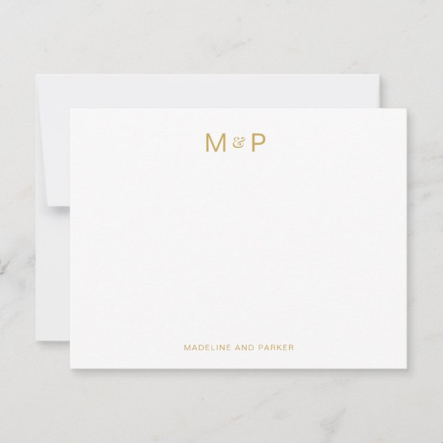 Elegant Yellow Gold Contemporary Couple Monogram Card (Front)