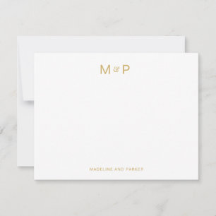Elegant Yellow Gold Contemporary Couple Monogram Card