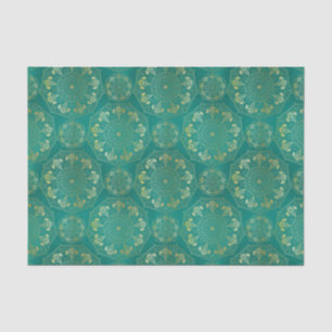 Elegant Yellow Gold Daisy Snowdrop Mandala Teal  Tissue Paper