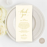 Elegant Yellow Gold, Place Setting Thank You Card<br><div class="desc">This is the Modern classy Yellow Gold, Dinner Place Setting Thank You Cards. Share the love and show your appreciation to your guests, when they sit down at their seat and read this personalised charming thank you place setting card. It's a wonderful way to kick off your special day celebration!...</div>