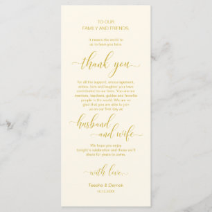 Elegant Yellow Gold, Place Setting Thank You Card