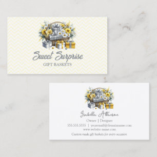 Elegant Yellow Gold Silver Gift Basket Business Card