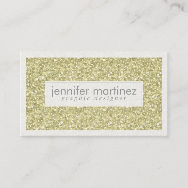 Elegant Yellow Gold Tones Glitter & Sparkles 3 Business Card (Front)
