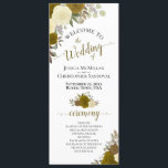 Elegant Yellow & Gold Watercolor Floral Wedding Program<br><div class="desc">This beautiful wedding program features an elegant floral boho chic design with hand painted roses in shades of yellow and gold on a white background. The titles are written in fancy script calligraphy, and there is space for your ceremony and wedding party details, as well as a short thank you...</div>