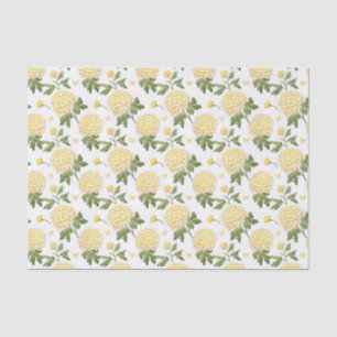 Elegant Yellow Hydragea Floral Butterflies Pattern Tissue Paper