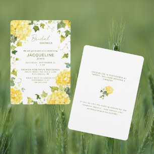 Elegant Yellow Hydrangea  Bridal Shower II Invitation