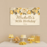 Elegant Yellow Ivory Cream Floral 90th Birthday Banner<br><div class="desc">Elegant dusty yellow and ivory/cream-coloured watercolor floral 90th birthday party banner,  Personalized with the name and age of the guest of honour along with her party date. Contact me for assistance with your customizations or to request additional matching or coordinating Zazzle products for your party.</div>