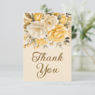 Elegant Yellow Ivory Cream Floral Surprise Thank You Card