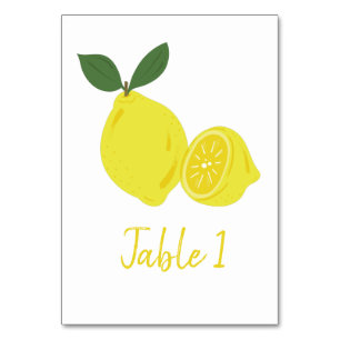 Elegant Yellow Lemon Party Table Number