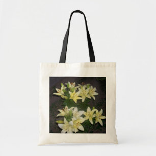 Elegant Yellow Lilies on Dark Background Photo Tote Bag